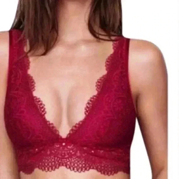 VICTORIA SECRET BURGUNDY LACE BRALETTE SMALL - Picture 3 of 6